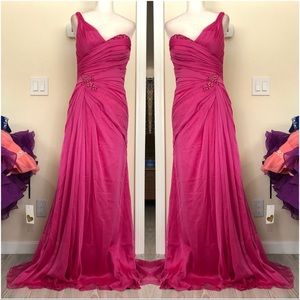 Fuchsia chiffon one shoulder